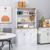 easycomfort easycomfort credenza da cucina in legno bianco con 3 ripiani 3 cassetti e 2 armadietti 101x39x180 5 cm