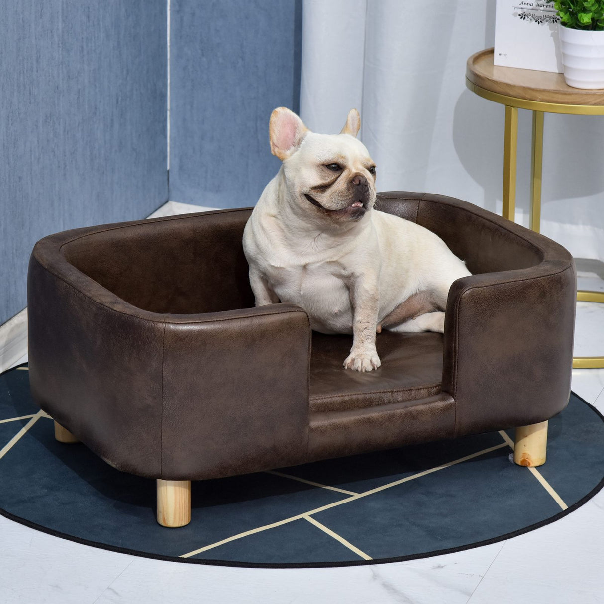 easycomfort easycomfort cuccia divano per cani di piccola e media taglia in legno e gommapiuma marrone scuro 74x48 5x31cm ean 8054144132372