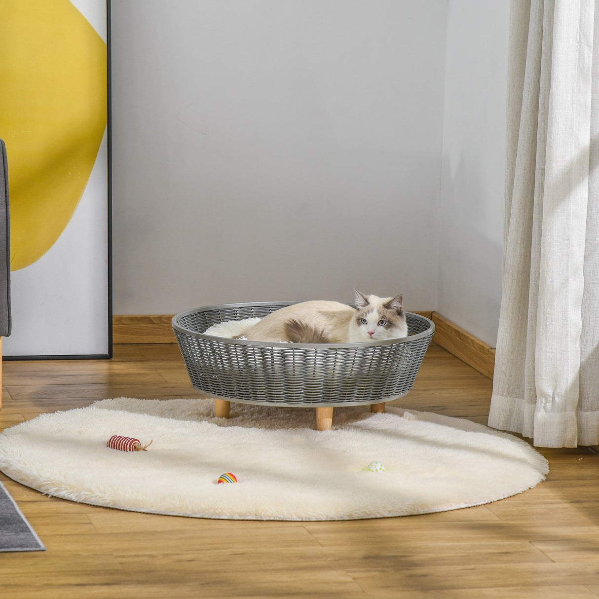easycomfort easycomfort cuccia per gatti e cani da interno cesta per gatti e cani fino 10kg vimini sintetico grigio