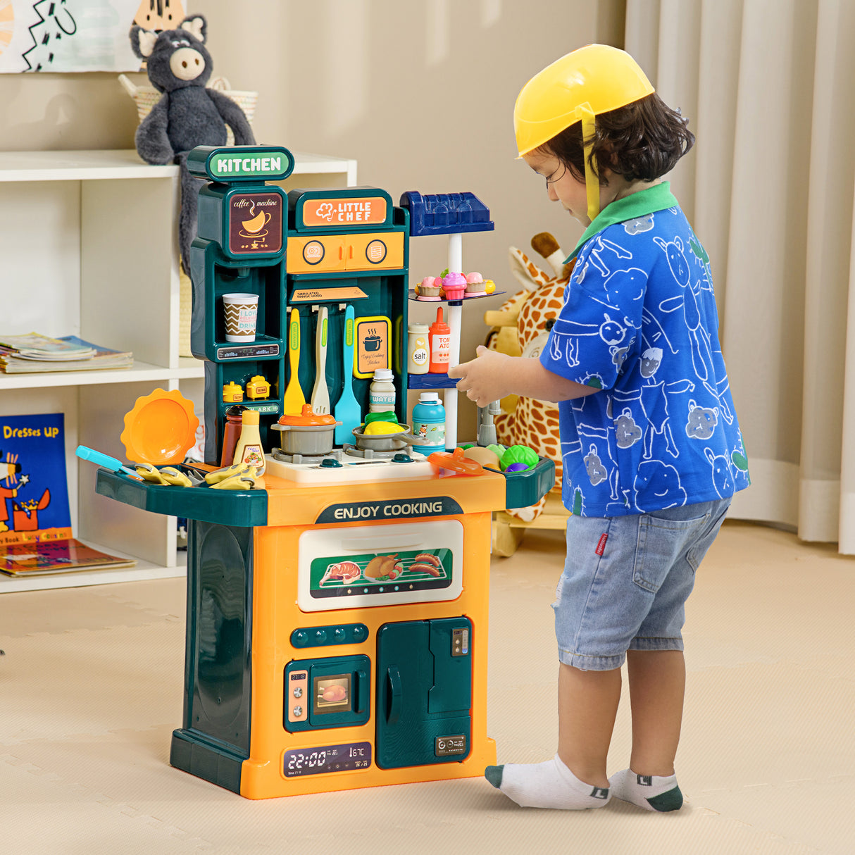 easycomfort easycomfort cucina giocattolo per bambini 3 6 anni da 77 pezzi con rubinetto suoni realistici e luci