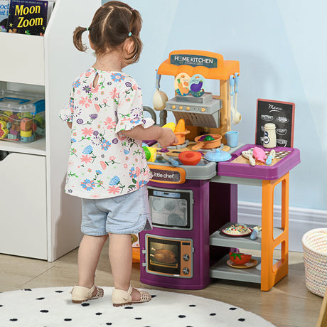 easycomfort easycomfort cucina giocattolo per bambini 3 6 anni pieghevole con accessori suoni e luci 52x29x61 cm