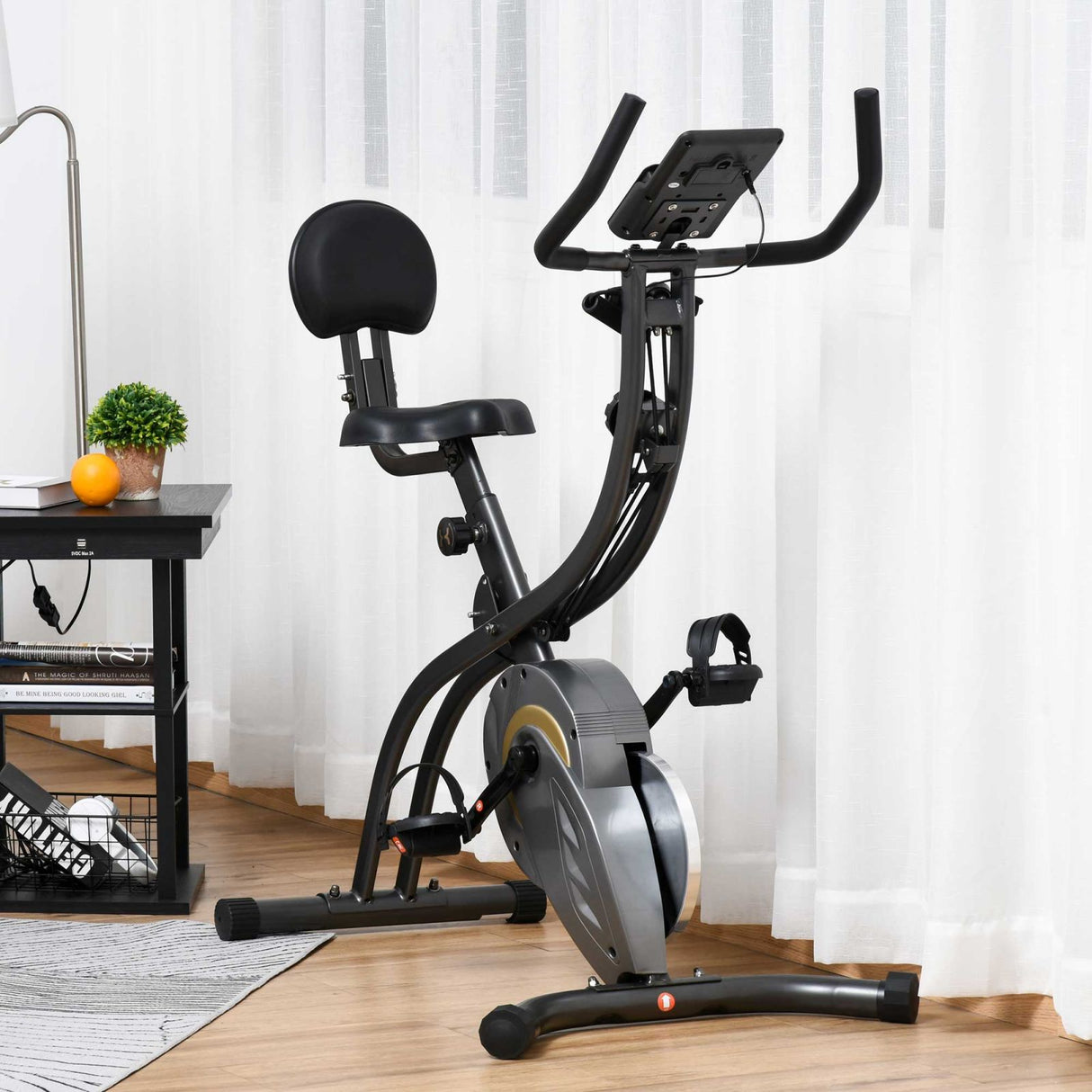 easycomfort easycomfort cyclette pieghevole resistenza regolabile su 16 livelli elastici per braccia e schermo lcd volano 6kg 113x65x120cm nero grigio