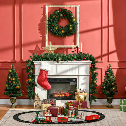 immagine-2-easycomfort-easycomfort-decorazioni-natalizie-set-4-pezzi-con-2-alberelli-di-natale-40x90-cm-ghirlanda-natalizia-e-corona-di-natale