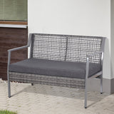 easycomfort easycomfort divano panchina da giardino a 2 posti in rattan e alluminio grigio 118 x 75 x 79 cm ean 8054144136691