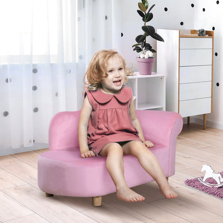 easycomfort easycomfort divano per bambini imbottito con rivestimento morbido e piedini in legno 80x40x49cm rosa
