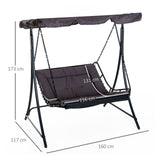 easycomfort easycomfort dondolo 2 posti da giardino e terrazzo con seduta inclinata e tettuccio parasole poliestere nero 160x117x173cm ean 8055776913018