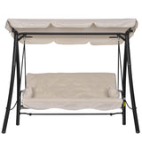 easycomfort easycomfort dondolo da giardino 3 posti con tetto reclinabile convertibile in letto 209x114x170cm beige