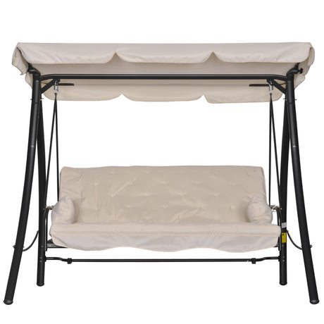 easycomfort easycomfort dondolo da giardino 3 posti con tetto reclinabile convertibile in letto 209x114x170cm beige