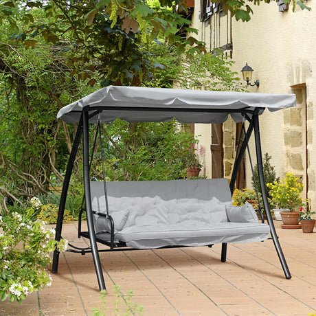 easycomfort easycomfort dondolo da giardino 3 posti con tetto reclinabile convertibile in letto 209x114x170cm grigio