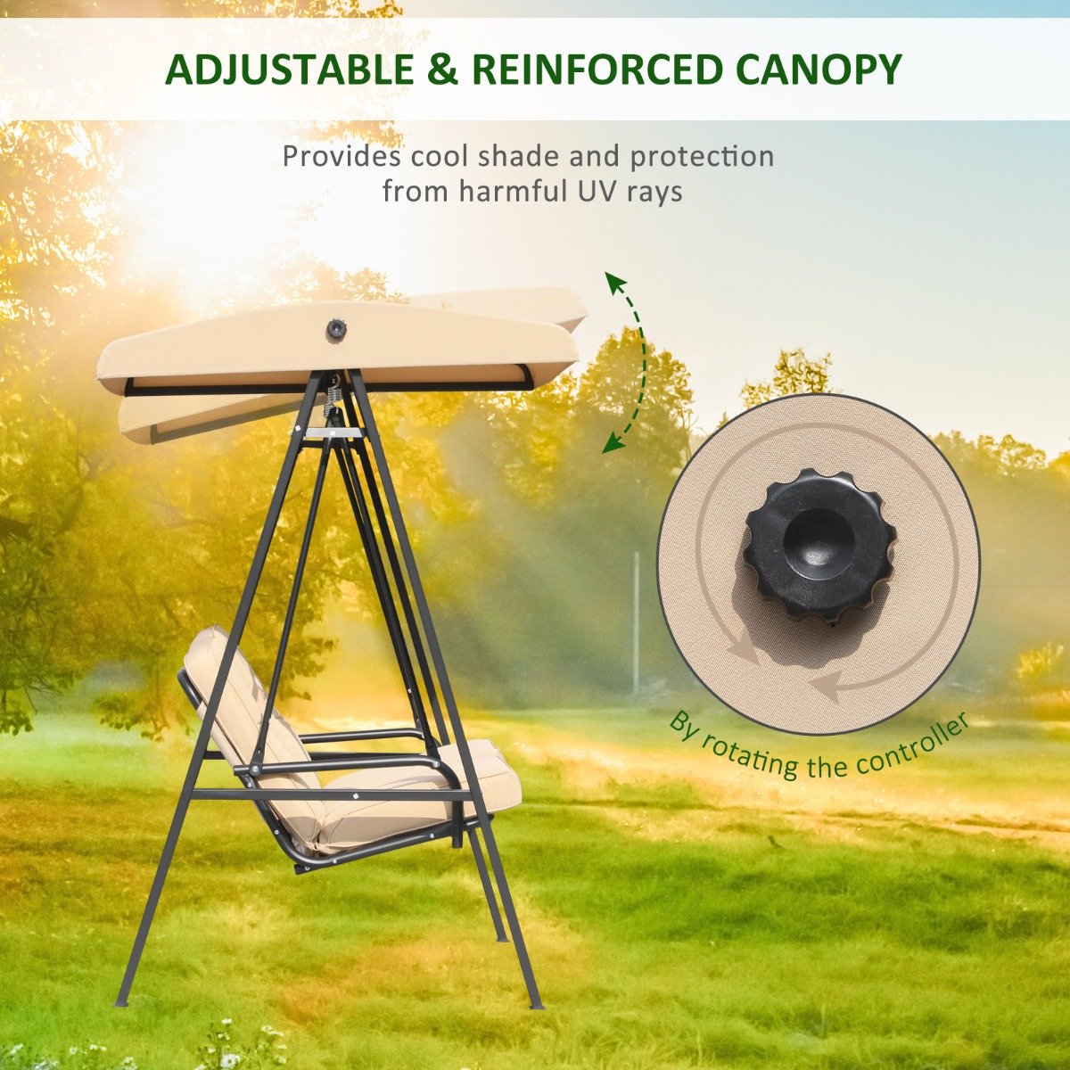 easycomfort easycomfort dondolo da giardino a 2 posti con tetto regolabile struttura in acciaio 138 x 106 x 174cm ean 8054111845601