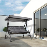 easycomfort easycomfort dondolo da giardino per 3 persone con tettuccio regolabile e cuscini 200x120x170cm nero