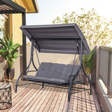 easycomfort easycomfort dondolo letto da giardino 3 posti con tettuccio regolabile metallo e poliestere grigio