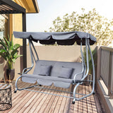 easycomfort easycomfort dondolo reclinabile 3 posti con tetto in poliestere grigio
