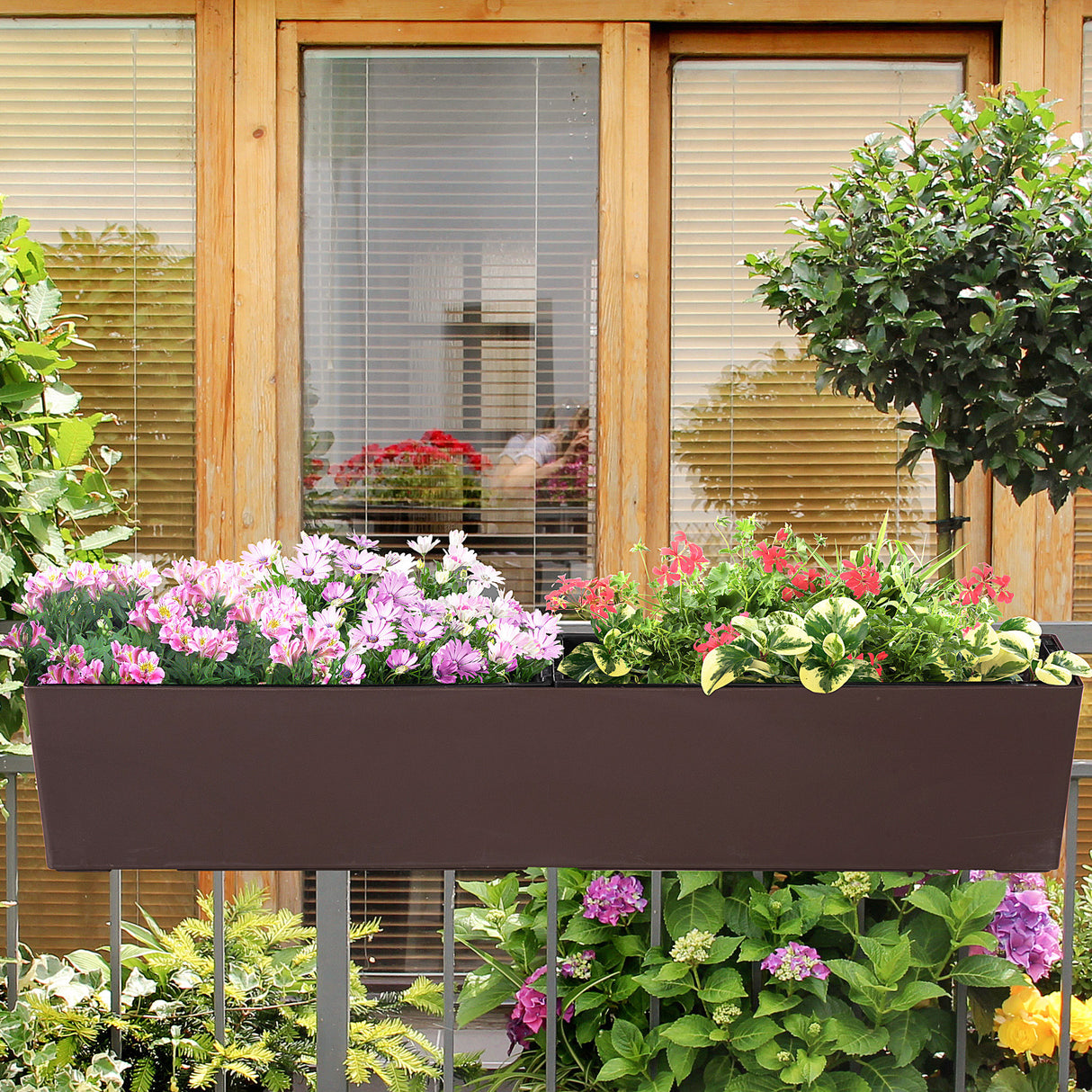 easycomfort easycomfort fioriera da balcone auto irrigante con gancio per ringhiera regolabile e indicatore acqua