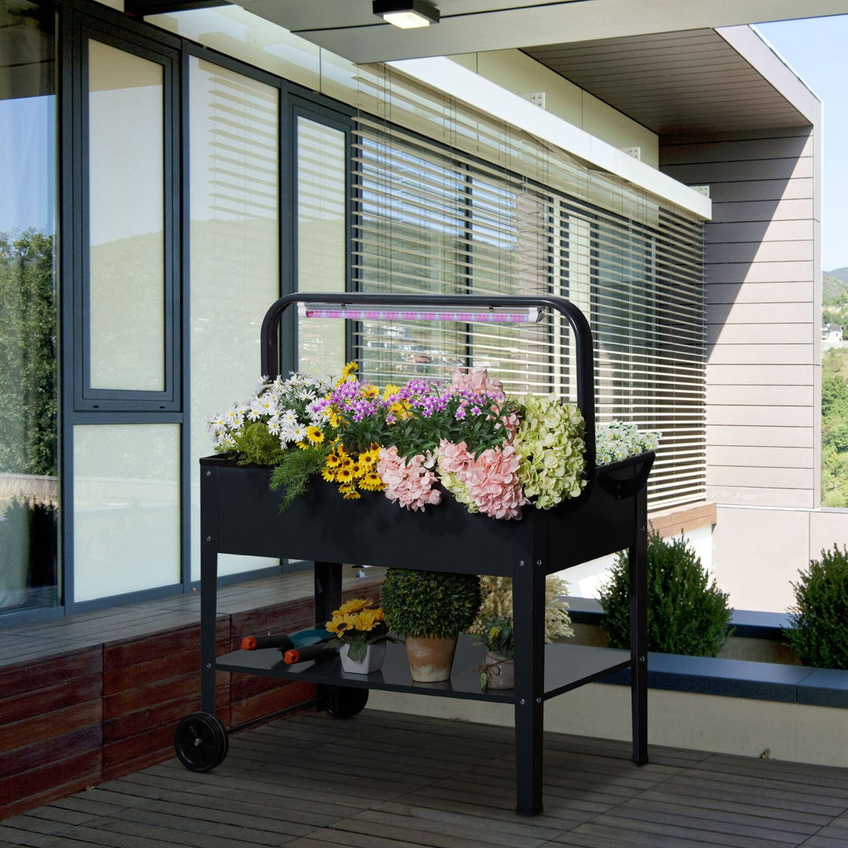 easycomfort easycomfort fioriera da giardino portapiante con lampada led copertura in pe in acciaio ean 8055776912738