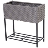 easycomfort easycomfort fioriera effetto vimini con ripiano grigio 70cm x 30cm x 72cm ean 8054144132303