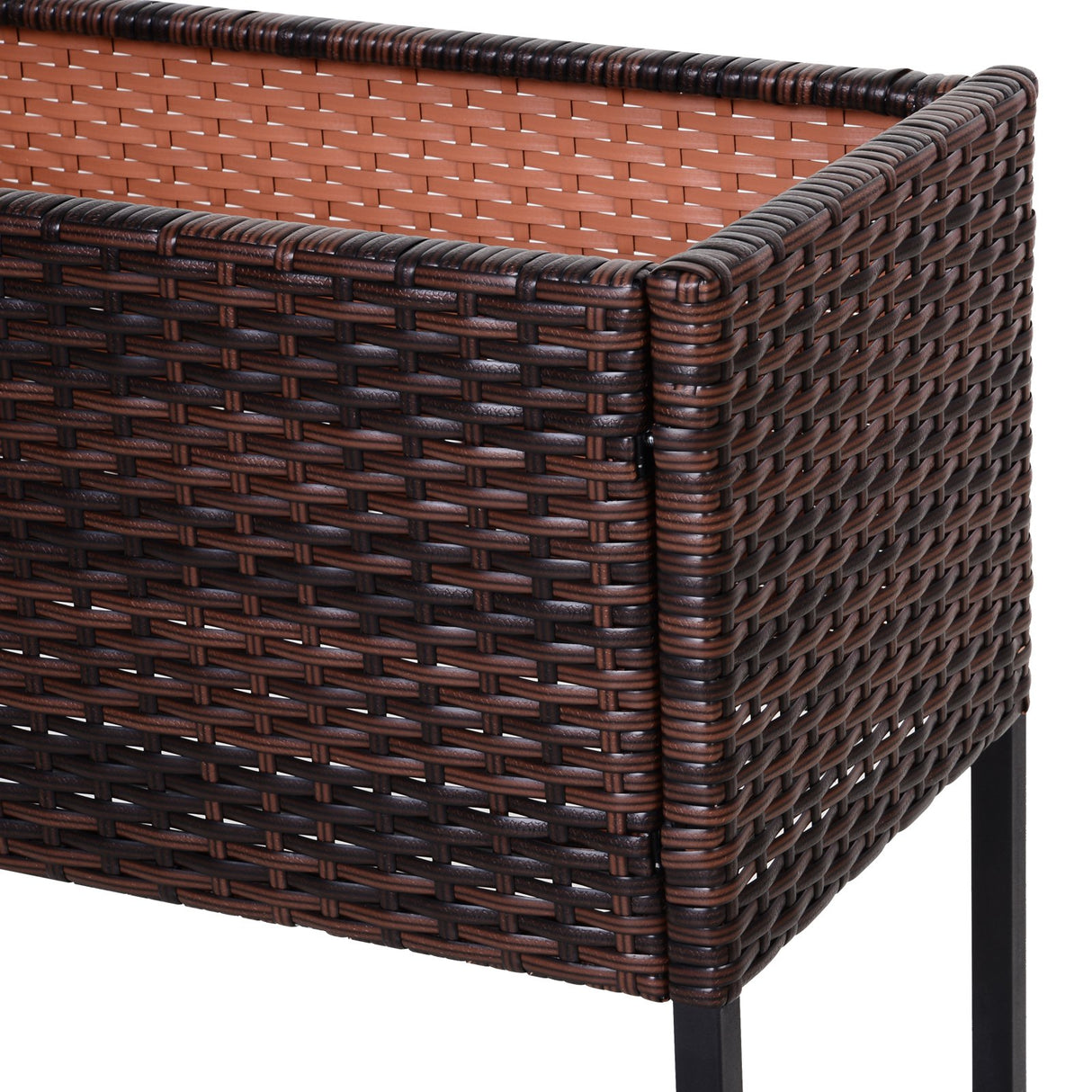 easycomfort easycomfort fioriera effetto vimini con ripiano marrone 70cm x 30cm x 72cm ean 8054144132297