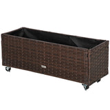 easycomfort easycomfort fioriera rialzata in rattan sintetico con 4 ruote bloccabili 94 5x31x36cm grigio