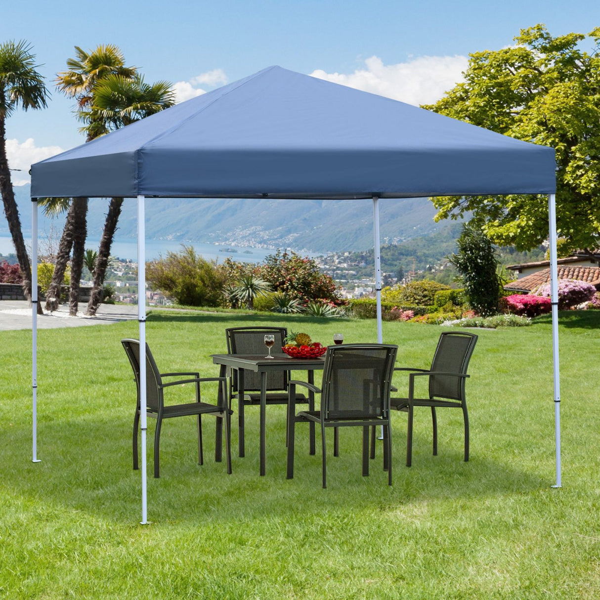 easycomfort easycomfort gazebo pieghevole rivestimento in oxford con corde e picchetti blu 2 5 x 2 5 m ean 8054144136479