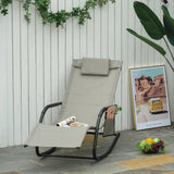 easycomfort easycomfort lettino sdraio a dondolo da giardino con poggiatesta e tasca laterale nero e grigio ean 8054144135120