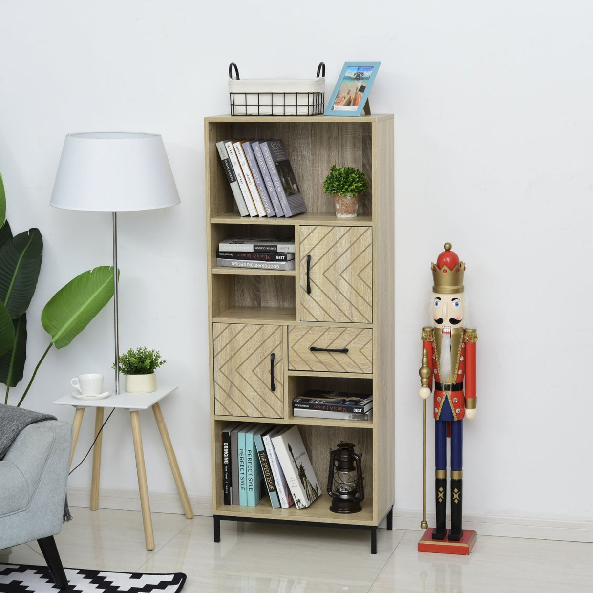 easycomfort easycomfort libreria da parete con ante e cassetti in legno 60 x 30 x 150cm ean 8054144132051