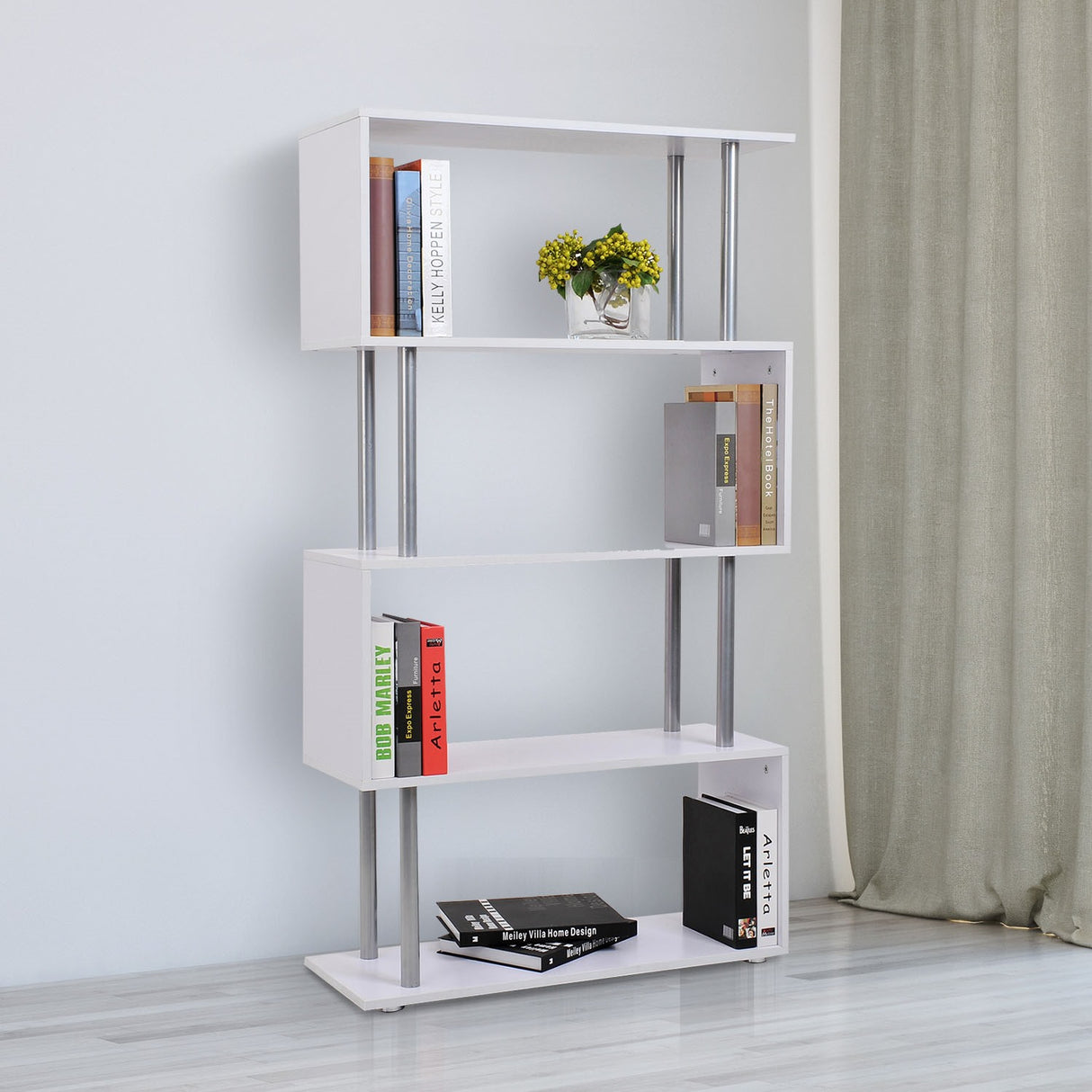 easycomfort easycomfort libreria di design mobili per soggiorno per soggiorno moderna 4 ripiani bianco 80x30x145cm ean 8054111845588
