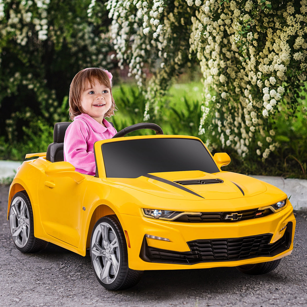 easycomfort easycomfort macchina elettrica per bambini 12v marchio chevrolet camaro con telecomando giallo