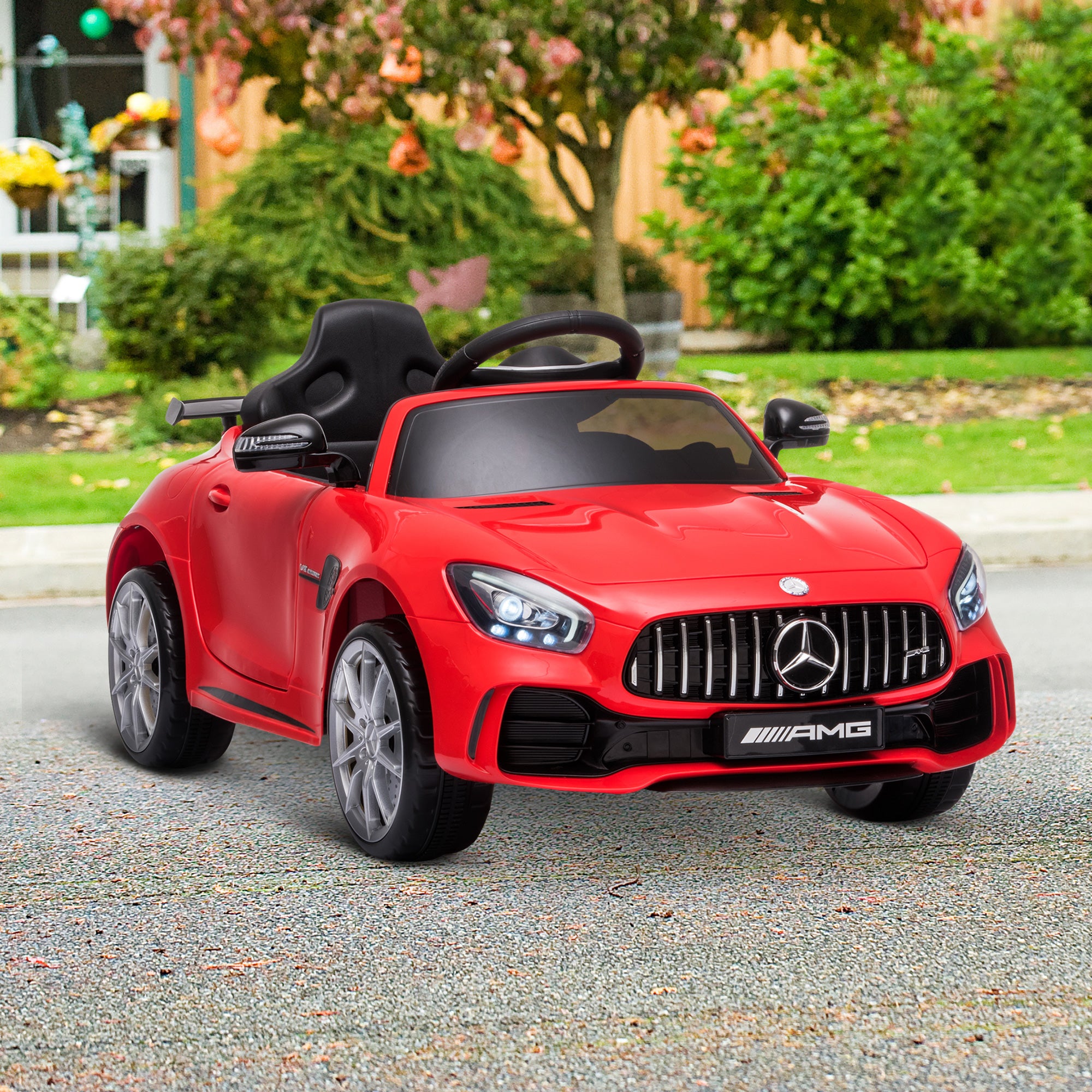 EASYCOMFORT Macchinina per Bambini Elettrica 12V con Licenza Mercedes-AMG  GTR, Velocità 3-5km/h, 105x58x45 cm, Rosso