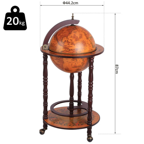 easycomfort easycomfort minibar mappamondo globo vintage portabottiglie con 3 ruote 44x87cm ean 8054144131078