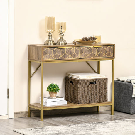 easycomfort easycomfort mobile consolle da ingresso con 2 cassetti e ripiano in legno 99x35x86cm