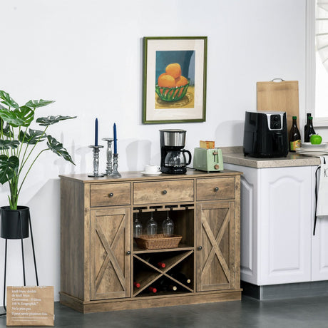 easycomfort easycomfort mobile credenza per cucina in legno con portabottiglie e appendi calici