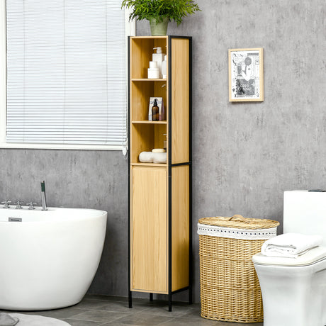 easycomfort easycomfort mobile da bagno alto in truciolato e acciaio colonna bagno con 3 ripiani aperti e un armadietto 30x28x168 cm