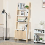 easycomfort easycomfort mobile libreria a scala con 3 mensole e armadietto scaffale moderno stile nordico in legno 60x40x171cm rovere e bianco
