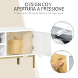 easycomfort easycomfort mobile porta tv con 2 ante in legno e vano centrale bianco e oro 120x40x44 6cm
