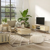 easycomfort easycomfort mobile porta tv fino 60 in legno e rattan stile boho con 2 armadietti 50x39x48 3cm naturale