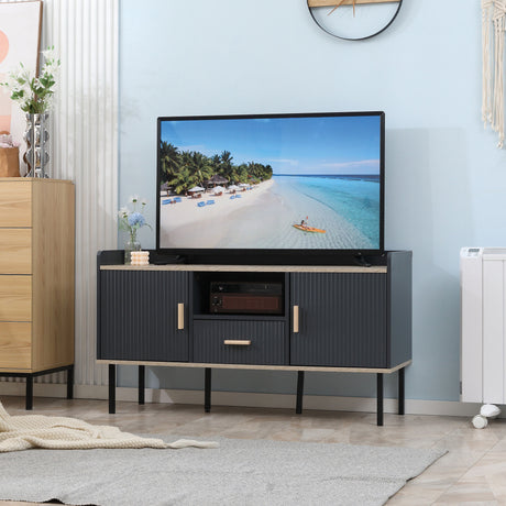 easycomfort easycomfort mobile porta tv fino a 55 con ripiano cassetto e armadietti 120x40x65cm grigio