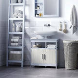 easycomfort easycomfort mobile sottolavabo bagno con armadietto e ripiano aperto 60x30x62cm grigio e legno naturale