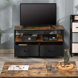 easycomfort easycomfort mobile tv stile industriale con cassetti in tessuto e mensola metallo e mdf 98x29x56cm marrone