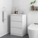 easycomfort easycomfort mobiletto bagno a 2 cassetti in truciolato con lavabo in ceramica sintetica 61x37x88 cm bianco