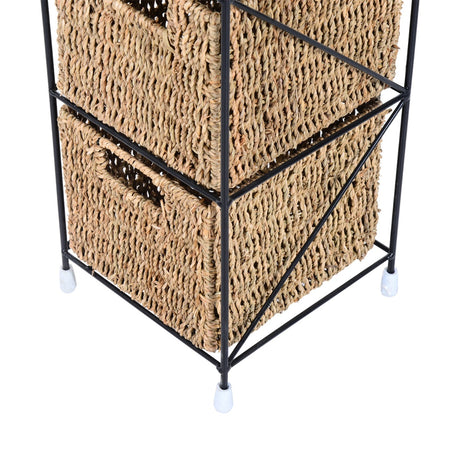 easycomfort easycomfort mobiletto con 4 cesti per casa cassettiera in alga marina e ferro 20 x 20 x 78cm nero e colore naturale ean 8054111841504