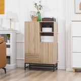 easycomfort easycomfort mobiletto moderno da soggiorno a coste con cassetto 2 armadietti e 2 ripiani aperti 75x40x120 cm