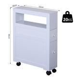 easycomfort easycomfort mobiletto salvaspazio da bagno in legno con ripiano e 2 cassetti bianco 16x52x66cm ean 8054111844499