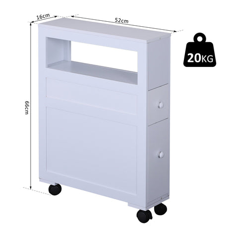 easycomfort easycomfort mobiletto salvaspazio da bagno in legno con ripiano e 2 cassetti bianco 16x52x66cm ean 8054111844499