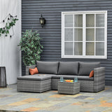 easycomfort easycomfort mobili da giardino set 3 pezzi in rattan pe con 2 divani e tavolino da caffe grigio