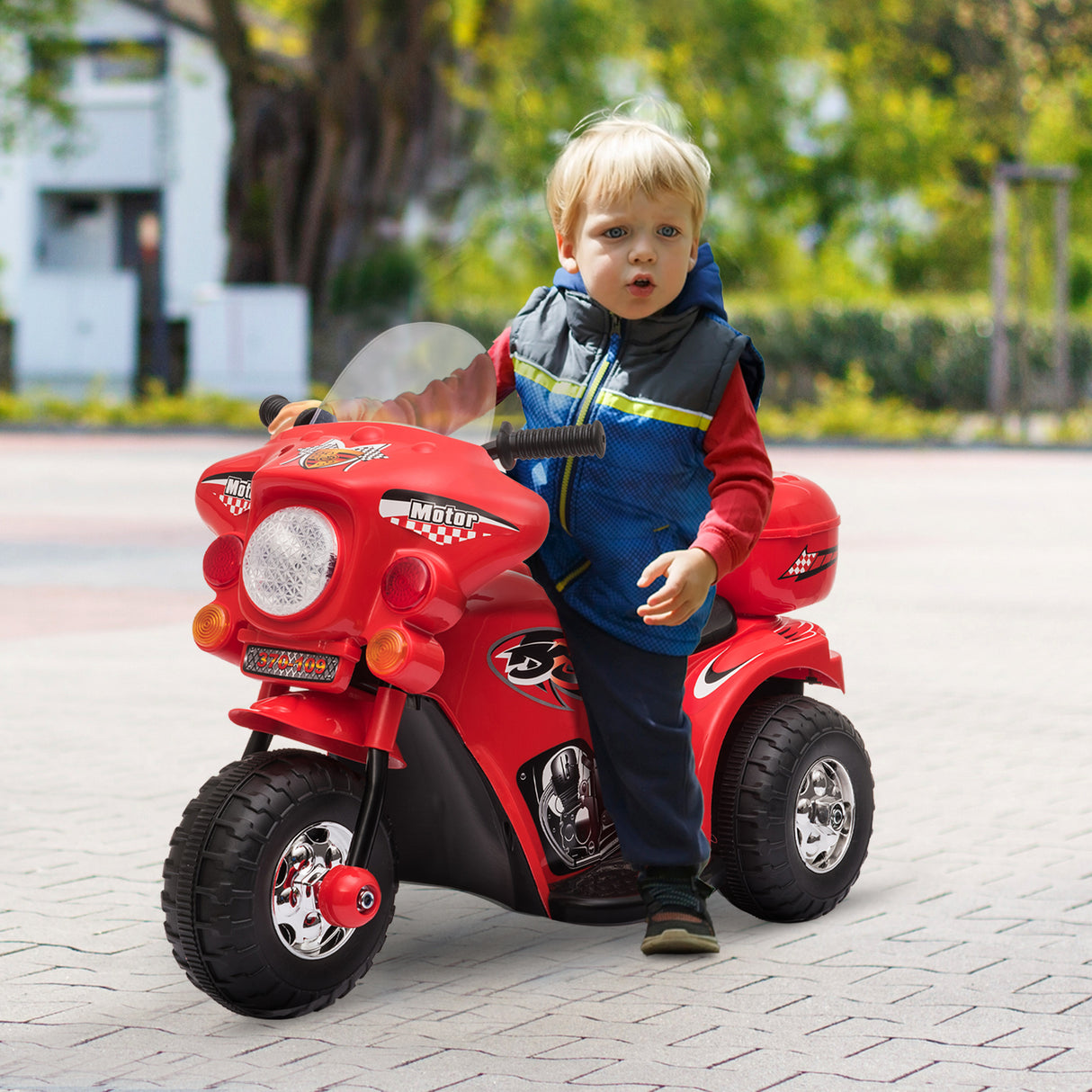 easycomfort easycomfort moto elettrica 6v per bambini 18 36 mesi con 3 grandi ruote luci e suoni realistici rosso 80x35x52cm