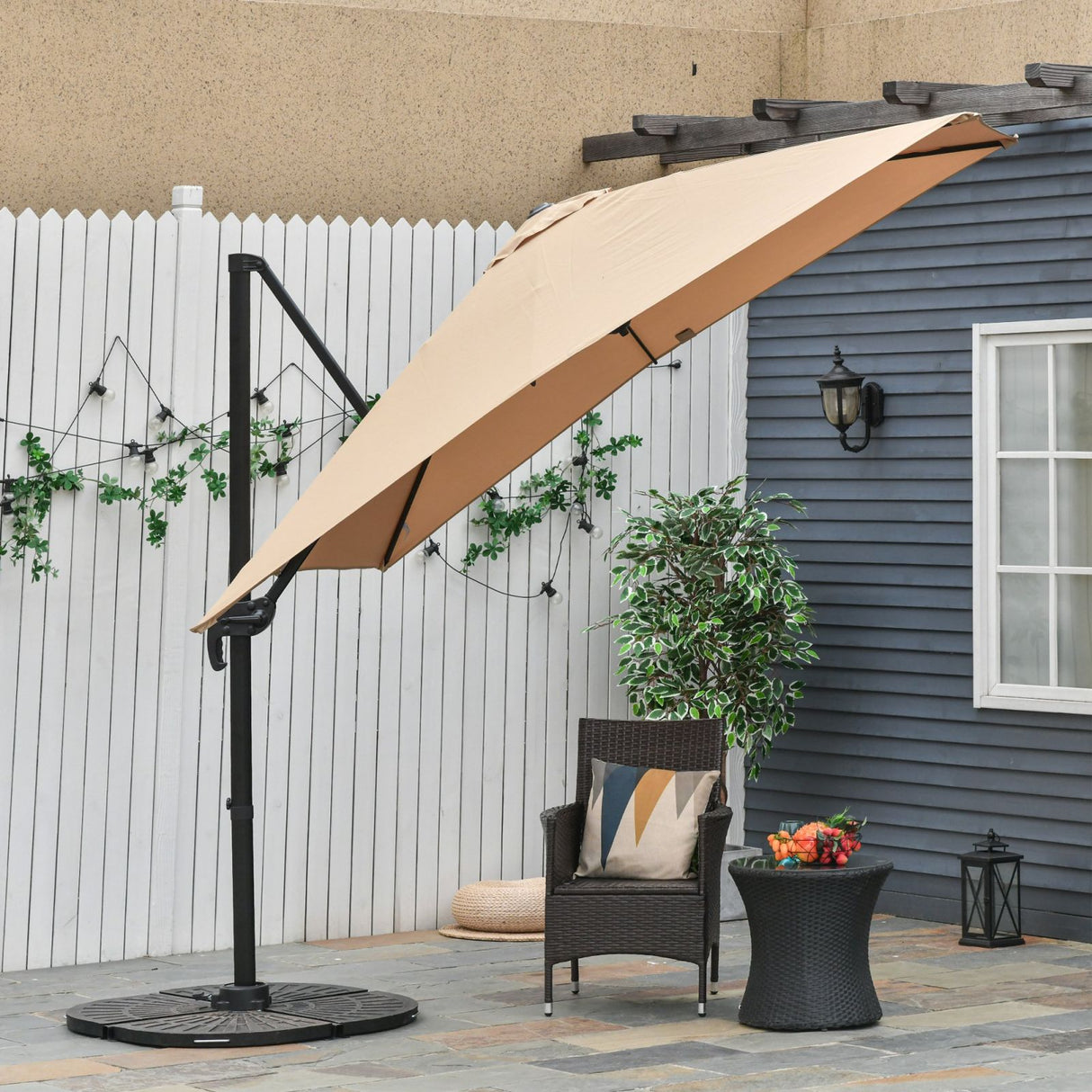 easycomfort easycomfort ombrellone da giardino 268x268x250cm a braccio girevole a 360 e inclinabile su 5 livelli khaki ean 8055776914350