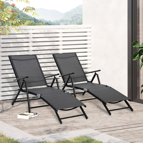 easycomfort easycomfort oustunny set 2 sdraio da giardino pieghevoli con schienale regolabile 64x134x95cm nero