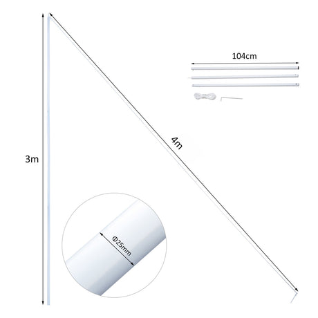 easycomfort easycomfort palo per tenda a vela con picchetti di fissaggio e corda 3m ean 8054111840231