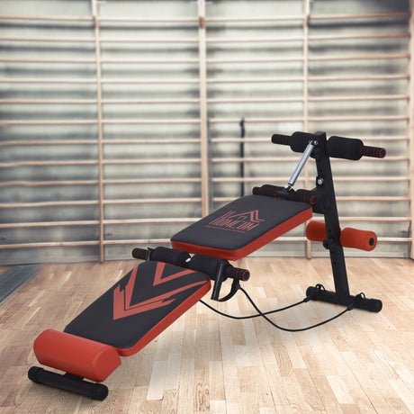 easycomfort easycomfort panca per addominali pieghevole altezza regolabile con imbottitura nera e rossa ean 8054144130651