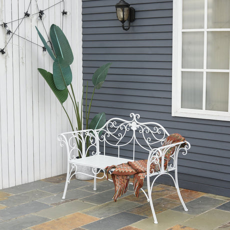 easycomfort easycomfort panchina da esterno in metallo bianco 134x51x89cm ean 8055776912776